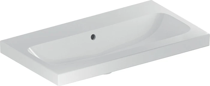 Geberit iCon Light Waschtisch verkürzte Ausladung 75cm, ohne Hahnloch, mit Überlauf, weiß/KeraTect