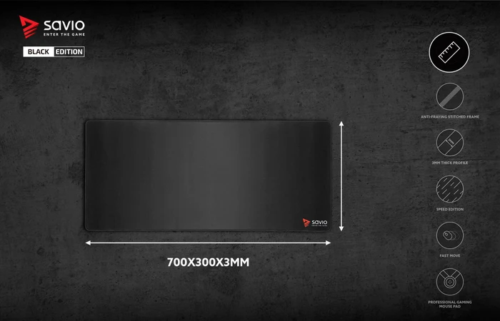 Savio Black Edition Turbo Dynamic L Gaming Mauspad, schwarz