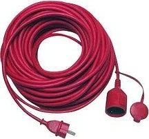 REV Ritter Verlängerungskabel für den Außenbereich, Schutzkontakt mit Schutzkappe, H05RR-F 3G1.5, rot, 25m