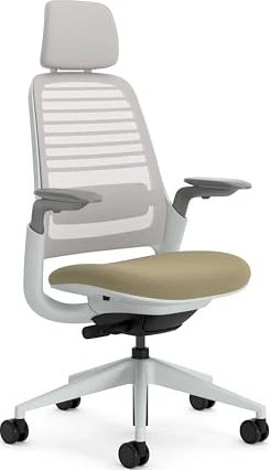 Steelcase Series 1 Bürostuhl mit Kopfstütze, sand