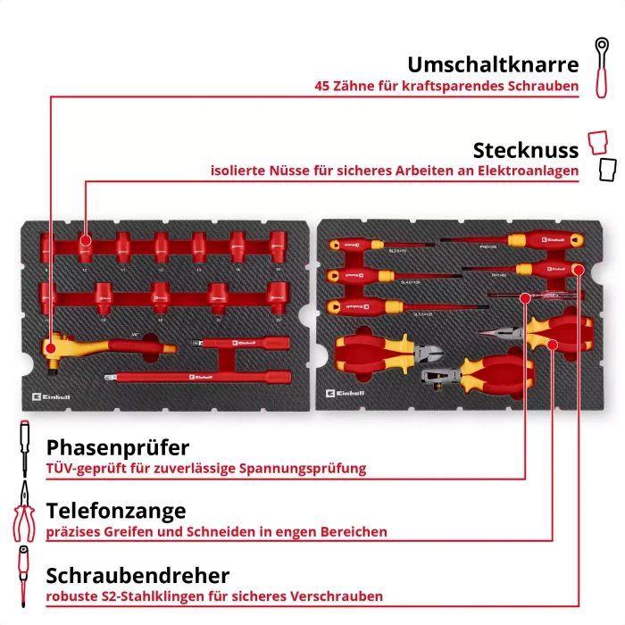 Einhell E-Case Elektrik Handwerkzeugset inkl. E-Case, 24-tlg.