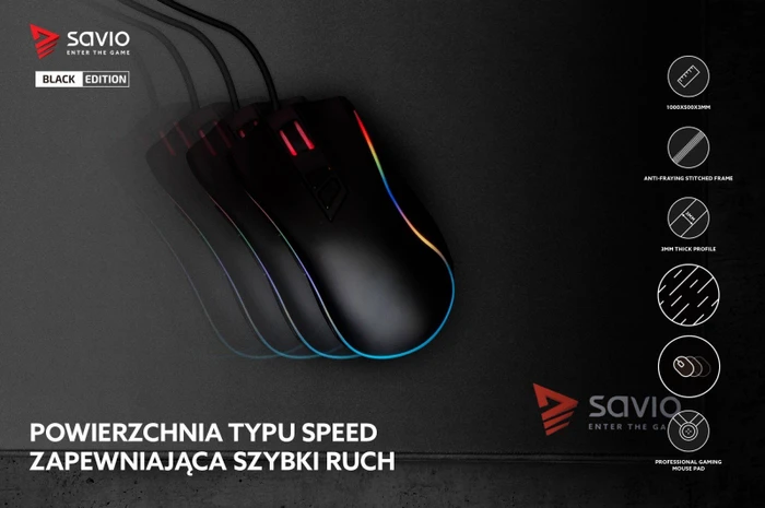 Savio Black Edition Turbo Dynamic XXL Gaming Mauspad, schwarz