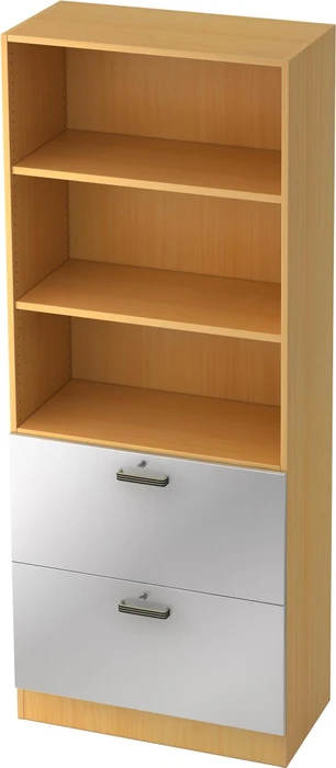 Hammerbacher HR-Schrank 5OH V7300, Streifengriff, buche/silber, Aufbewahrungskombination