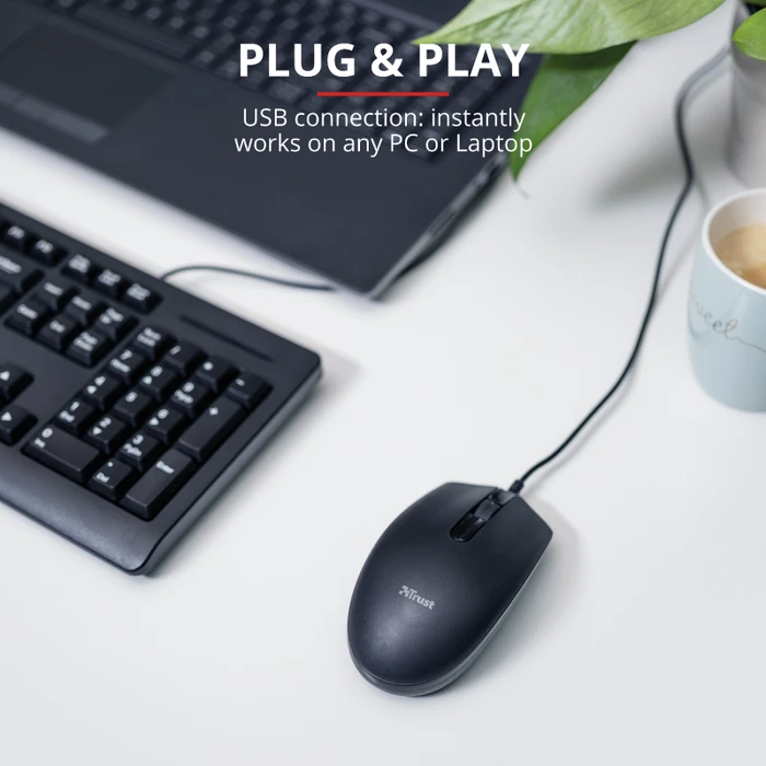 Trust Basi Wired Mouse schwarz, USB