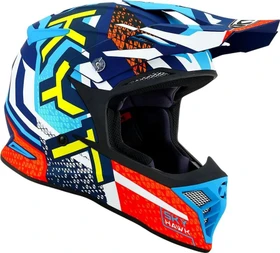 KYT Skyhawk Hyperflow matt blau/rot/gelb