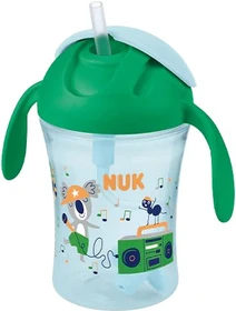 NUK Motion Cup Trinklerntasse mit Trinkhalm, 8+M, 230ml, koala grün