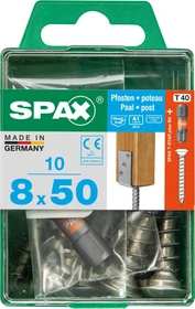 Spax Edelstahl A1 T40 Pfostenschraube, 8x50mm, 10 Stück