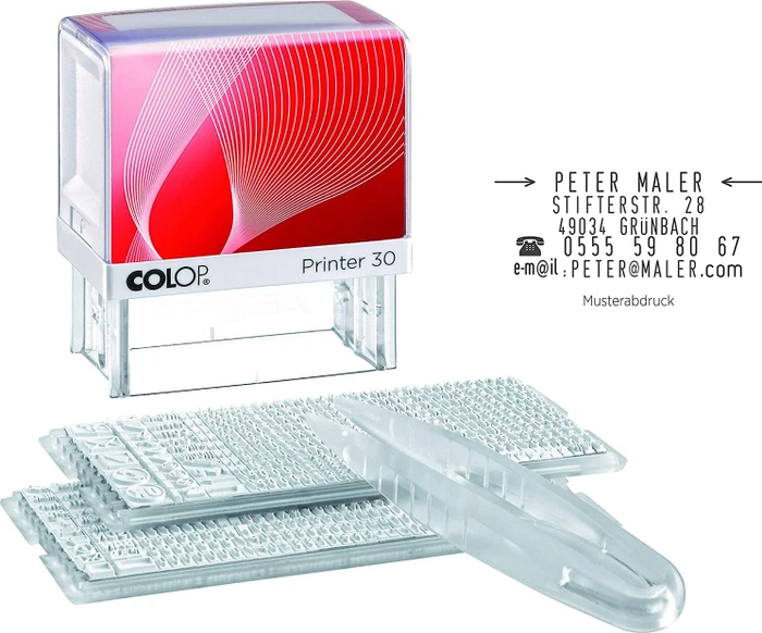 COLOP Printer 30/2 Set Textstempel zum Selbersetzen max. 5 Zeilen, 47x18mm, rot