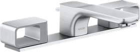 Hansgrohe Axor Urquiola 3-Loch Waschtischarmatur 50 mit Platte und Zugstangen-Ablaufgarnitur brushed chrome