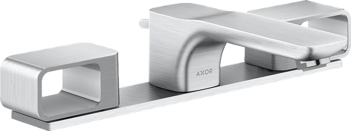 Hansgrohe Axor Urquiola 3-Loch Waschtischarmatur 50 mit Platte und Zugstangen-Ablaufgarnitur brushed chrome