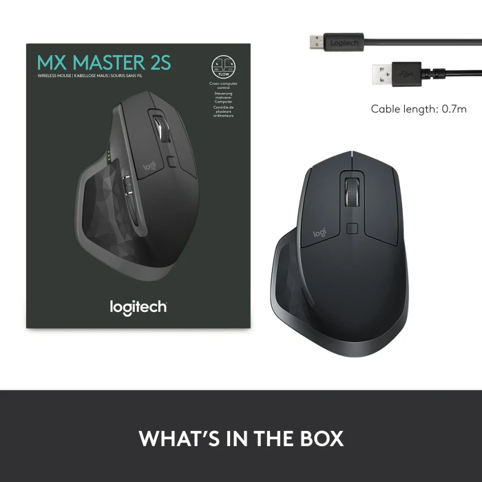 Logitech MX Master 2S Bluetooth Edition, Graphite, USB/Bluetooth