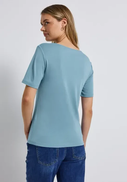 Street One Herzausschnitt T-Shirt kurzarm glacier blue (Damen)