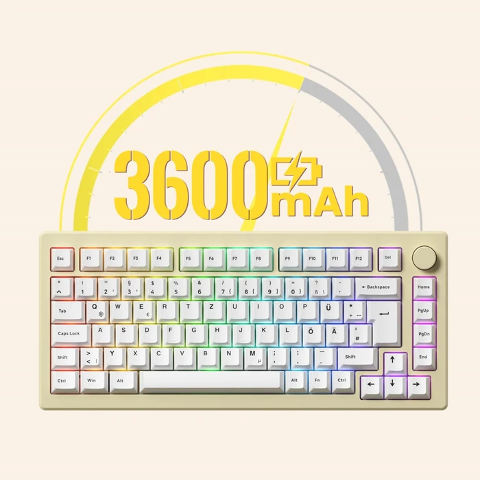 Akko MOD 007B HE, Cream White, LEDs RGB, hot-swap, Cream Yellow Magnetic, USB/Bluetooth, DE