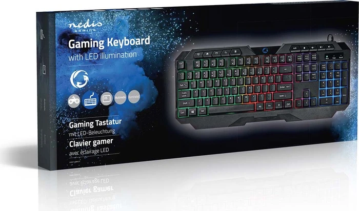 Nedis Gaming Tastatur, LEDs RGB, schwarz, USB, US