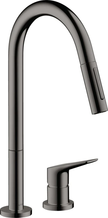 Hansgrohe Axor Citterio M 2-Loch 220 mit Ausziehbrause polished black chrome