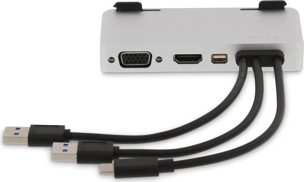 LMP USB-C Attach Dock Pro, silver, 1x USB-C 3.0 [Stecker], 2x USB-A 3.0 [Stecker]