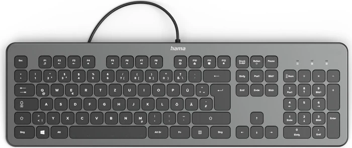 Hama KC-700 Slim-Design Tastatur, anthrazit/schwarz, USB, DE