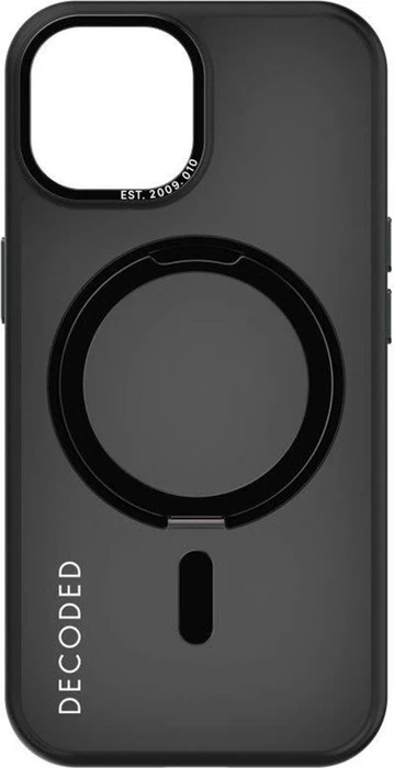 Decoded Recycled Plastic Loop Stand Back Cover für Apple iPhone 15 transparent/schwarz