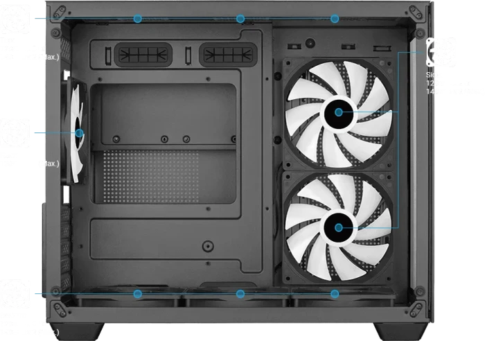 AeroCool Dryft Mini [V1], Lüfter LED Fixed RGB, Glasfenster