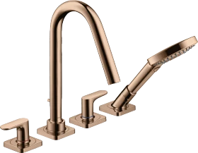 Hansgrohe Axor Citterio M 4-Loch Fliesenrandarmatur mit Hebelgriffen und Rosetten polished red gold