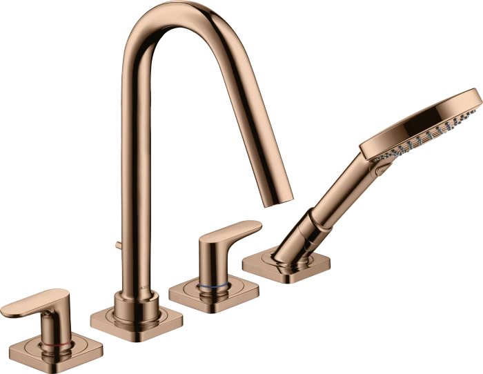Hansgrohe Axor Citterio M 4-Loch Fliesenrandarmatur mit Hebelgriffen und Rosetten polished red gold