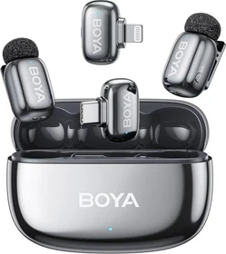 Boya Boya mini 2-01 (USB-C/Lightning, 2 Mics, Ladeetui) silber/grau