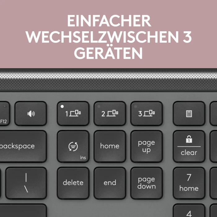 Logitech MK950 Signature Slim Combo Graphite, Logi Bolt, USB/Bluetooth, DE