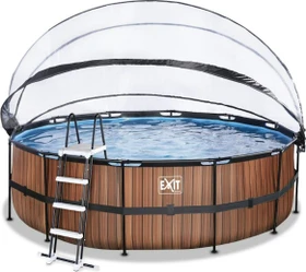 Exit Toys Wool Frame Pool mit Sandfilterpumpe, Abdeckung und Wärmepumpe rund 450x122cm
