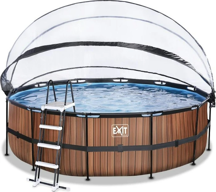 Exit Toys Wool Frame Pool mit Sandfilterpumpe, Abdeckung und Wärmepumpe rund 450x122cm