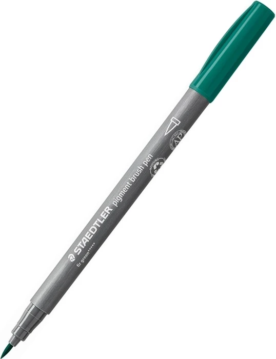 Staedtler pigment brush pen 371 tannengrün, 10er-Pack