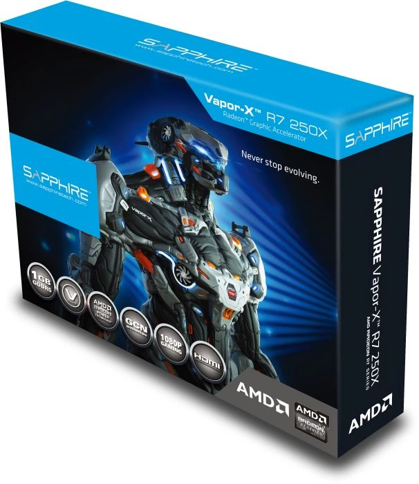 Sapphire Vapor-X Radeon R7 250X OC, 1GB GDDR5, 2x DVI, HDMI, DP, lite retail