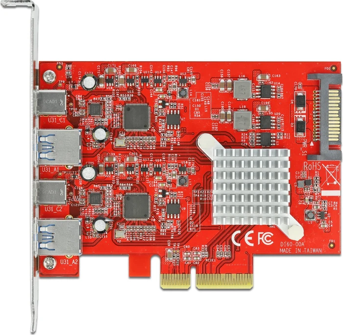 DeLOCK 2x USB-C 3.1, 2x USB-A 3.1, PCIe 3.0 x4