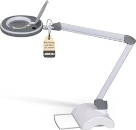 Lumeno LED Lupenleuchte 8215, 5 Dioptrien, 2,25x, mit Tischfuss weiß/grau