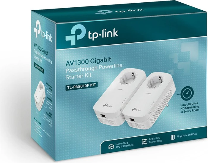 TP-Link Powerline AV1200 Passthrough Starter Kit, HomePlug AV2, RJ-45, 2er-Pack
