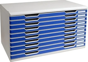 Exacompta Modulo Schubladenbox, 10 Schubladen, A3, blau