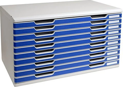 Exacompta Modulo Schubladenbox, 10 Schubladen, A3, blau