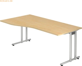 Hammerbacher Ergonomic N-Serie NS18/3 Schreibtisch 180x100cm Ahorn/silber