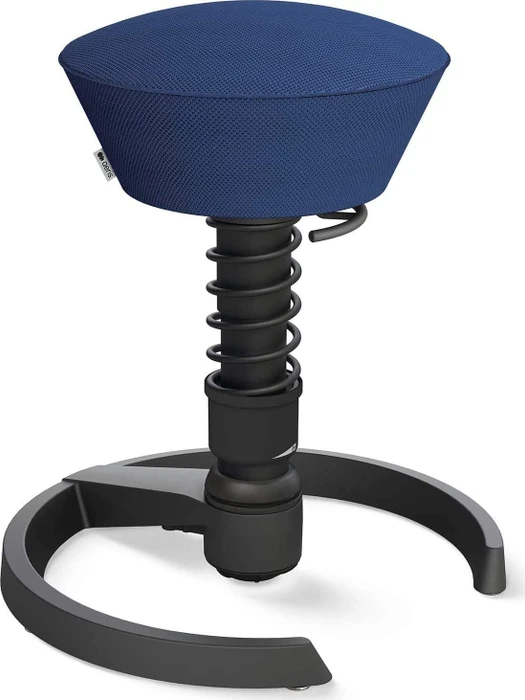 Aeris Swopper Air New Edition Bürohocker mit Gleitern, Feder Standard, Gestell Alu schwarz, Bezug Mesh-Gewebe blau