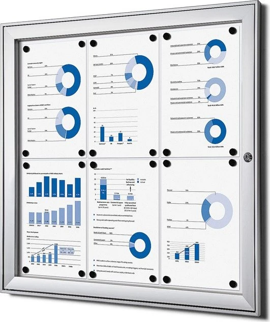 JansenDisplay Schaukasten 6x A4, Dokumentenhalter, silber, 74.1x69.6cm (SCS6XA4)