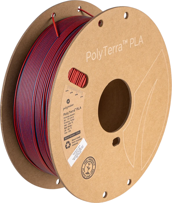 Polymaker PolyTerra PLA Dual, Mixed Berries (Red-Dark Blue), Spule, 1.75mm, 1.00kg