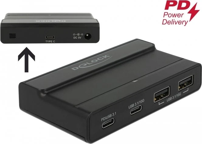 DeLOCK USB-Hub, 2x USB-C 3.1, 2x USB-A 3.1, USB-C 3.1 [Buchse]