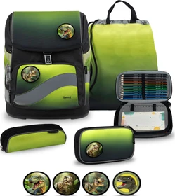 Belmil Premium Smarty Plus Black Green Schultaschen-Set, 5-tlg.