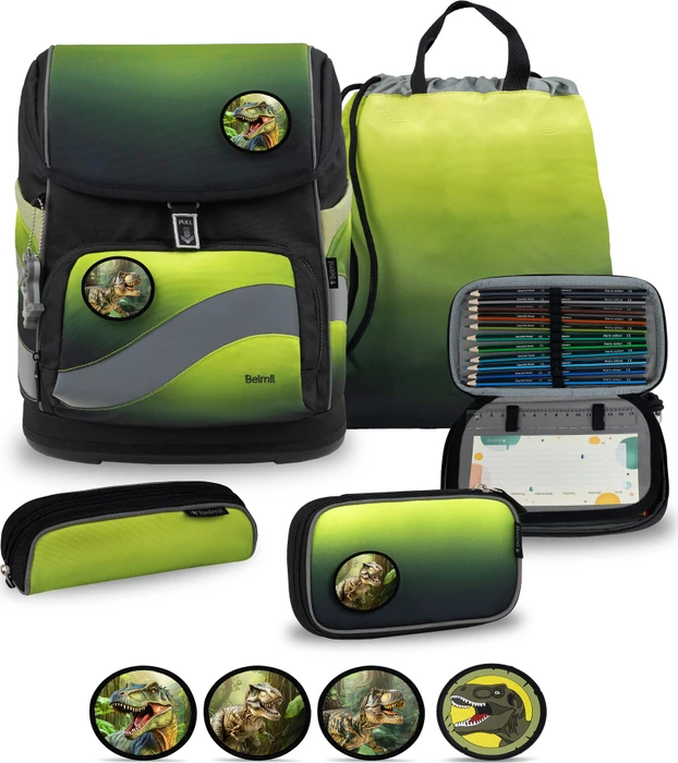 Belmil Premium Smarty Plus Black Green Schultaschen-Set, 5-tlg.