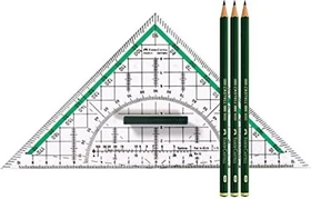 Faber-Castell Geodreieck 22cm, mit abnehmbaren Griff, transparent