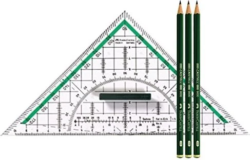 Faber-Castell Geodreieck 22cm, mit abnehmbaren Griff, transparent
