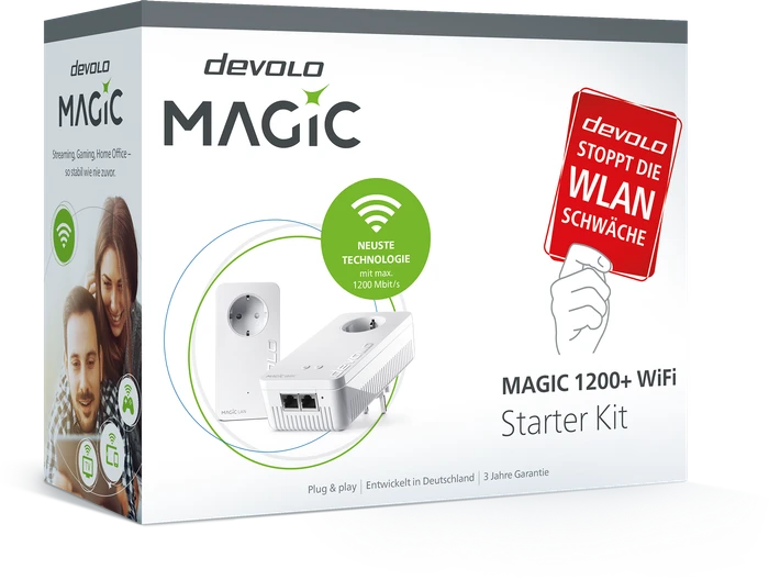devolo Magic 1200+ WiFi Starter Kit, Powerline/WLAN-Access Point und Powerline-Adapter Set, 2er-Bundle