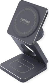 Roline / Secomp Faltbare 3-in-1 Induktionsladestation (Qi) für Samsung-Geräte grau