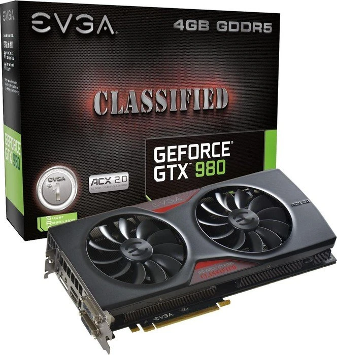 EVGA GeForce GTX 980 Classified ACX 2.0 V2, 4GB GDDR5, 2x DVI, HDMI, DP