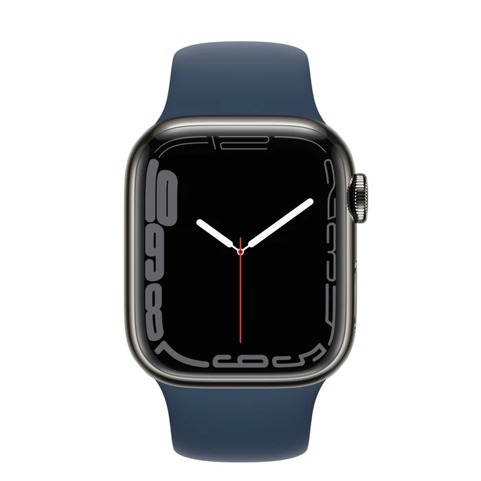 Apple Watch Series 7 (GPS + Cellular) 41mm Edelstahl graphit mit Sportarmband abyssblau