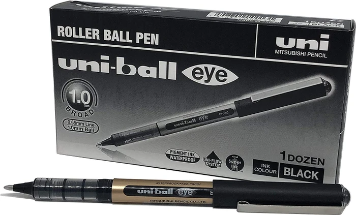 Uni-Ball Eye Broad UB-150-10 Tintenroller (Mine) schwarz/gold, 12er-Pack